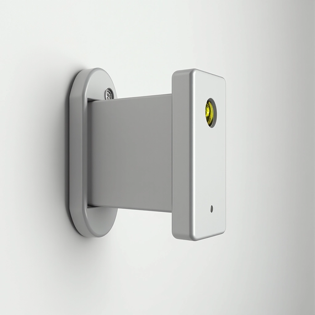 Installation detail showing wall bracket, anchor points, and level being used during assembly